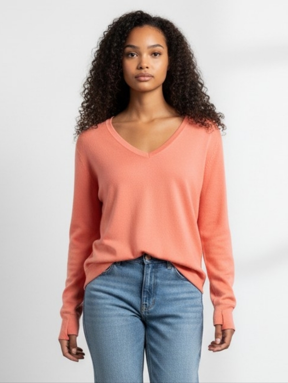 Athleta Sunrise V Neck  Sz SP Coral P/P 18" L 22". Soft. Lightweight